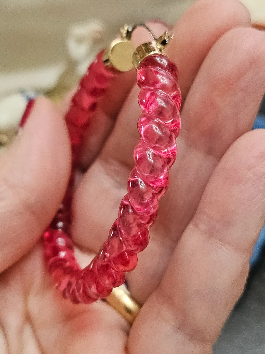 3 pairs of different earrings 1 Stella & Dot Coral Earrings image indicator(7)