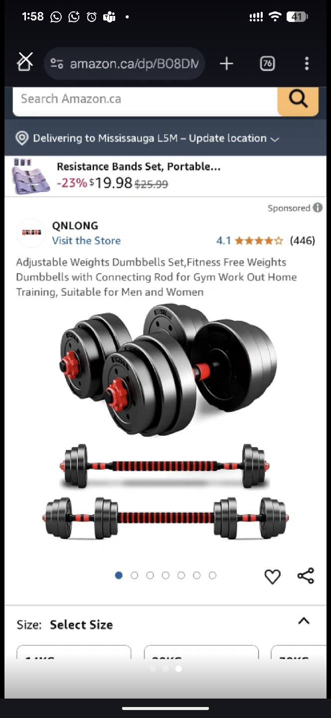 QNLONG Adjustable Dumbbell Set w/ Connecting Rod - photo 2