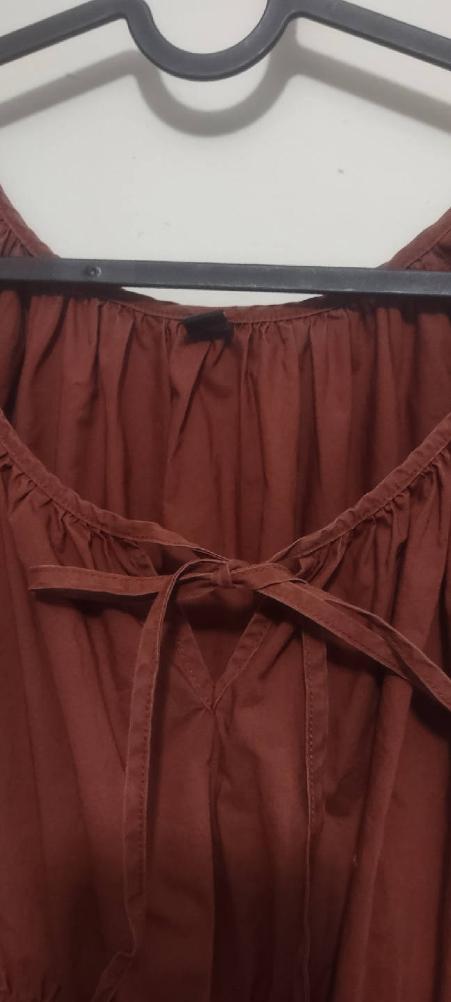 UNIQLO Brown Puff Cotton Sleeve Dress - photo 2