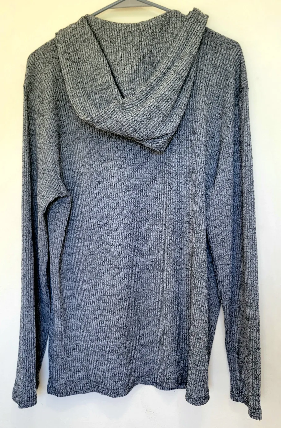 Grey Ribbed Knit Hoodie - Size L image indicator(2)