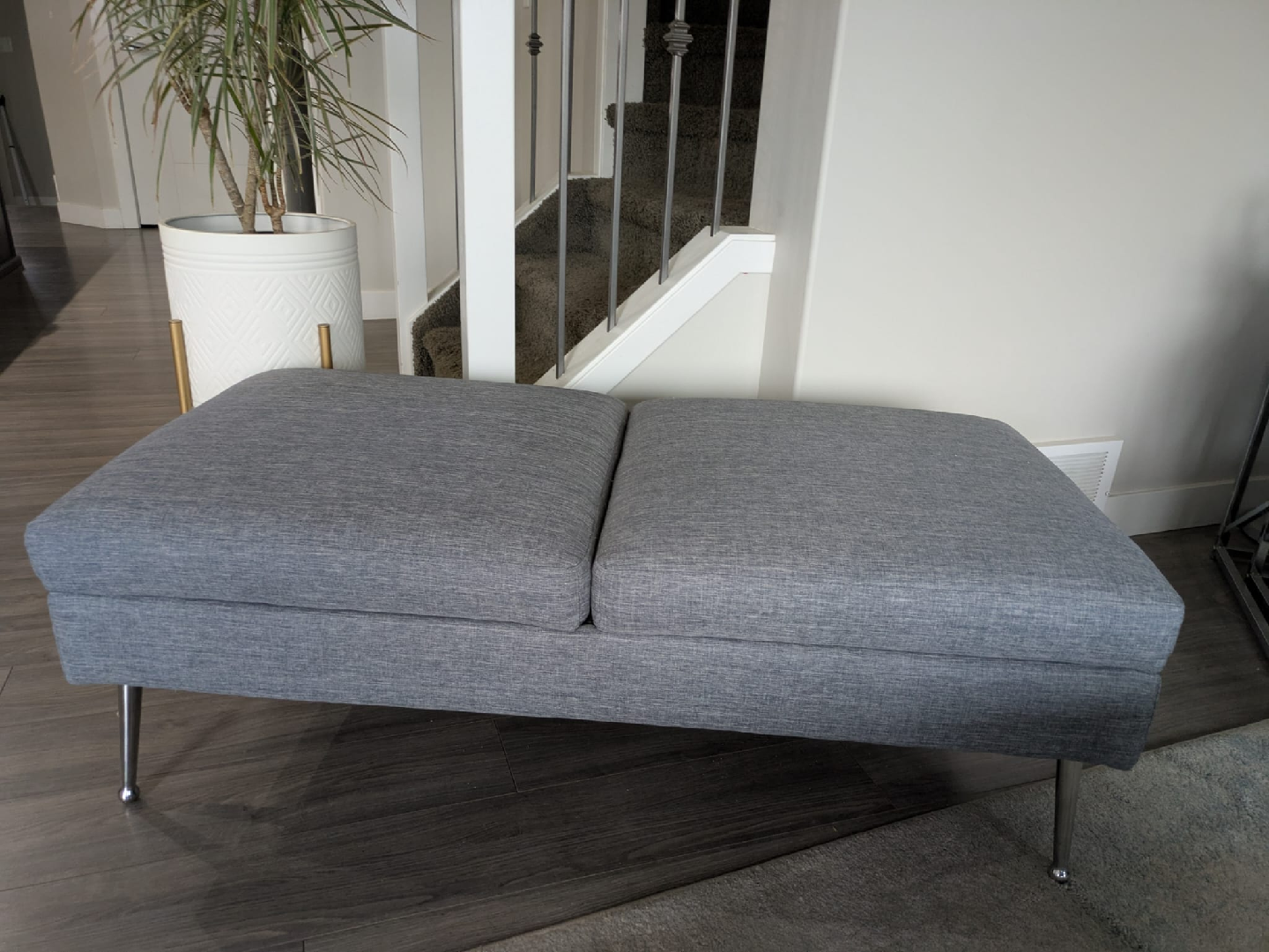 Grey Upholstered Bench - photo 2
