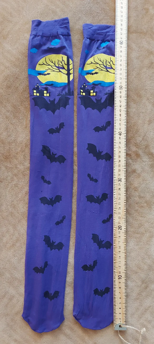 🥕🦇Halloween Bat Print Over-the-Knee Socks image indicator(2)