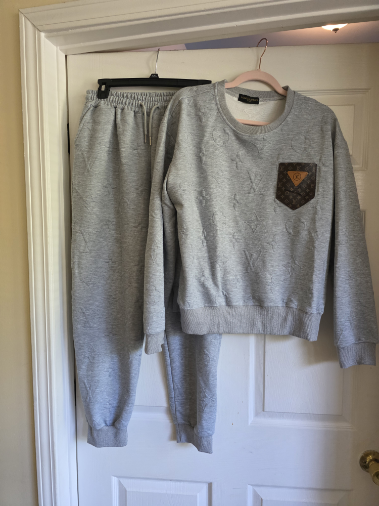 Louis Vuitton Gray Sweatshirt & Pants Set