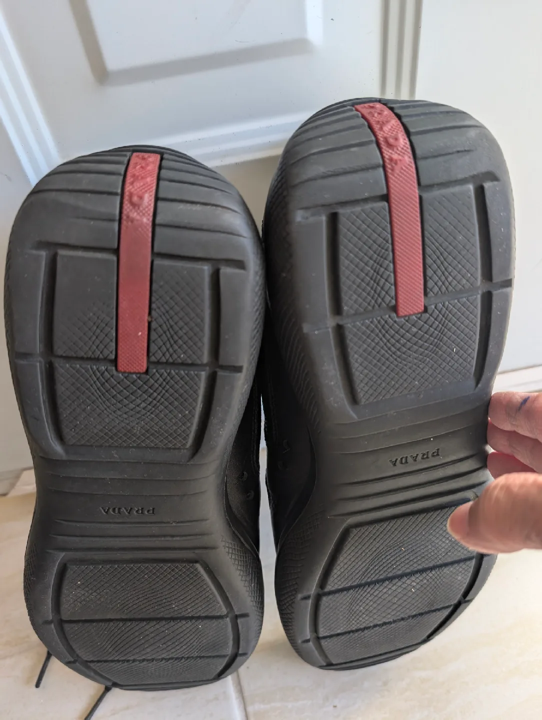 Prada Black Leather Sneakers Size 13 image indicator(8)