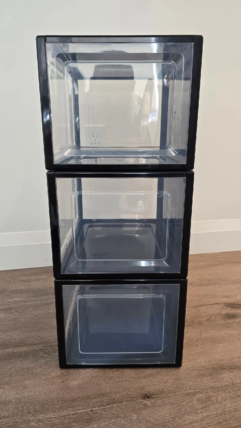 Black Stackable Shoe Storage Boxes - Set of 3 image indicator(2)