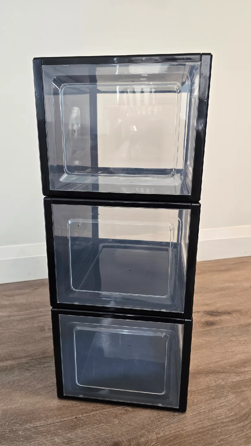 Black Stackable Shoe Storage Boxes - Set of 3 image indicator(4)