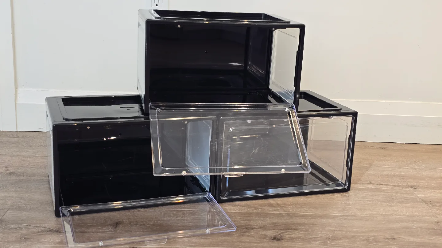 Black Stackable Shoe Storage Boxes - Set of 3 image indicator(5)