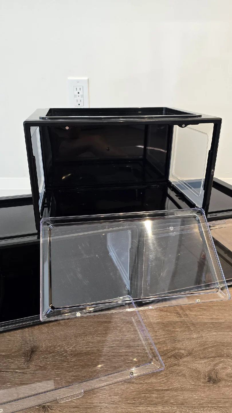 Black Stackable Shoe Storage Boxes - Set of 3 image indicator(6)