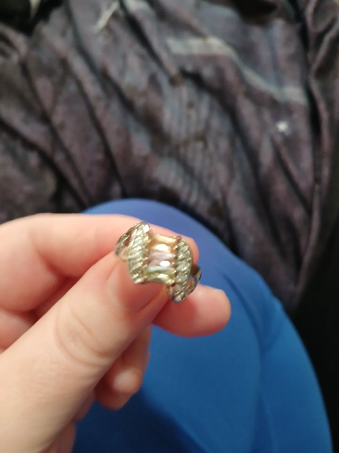 Silver Tone Ring with Gemstone image indicator(3)