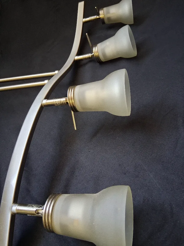 Track Lighting Fixture with 4 Frosted Glass Shades image indicator(4)