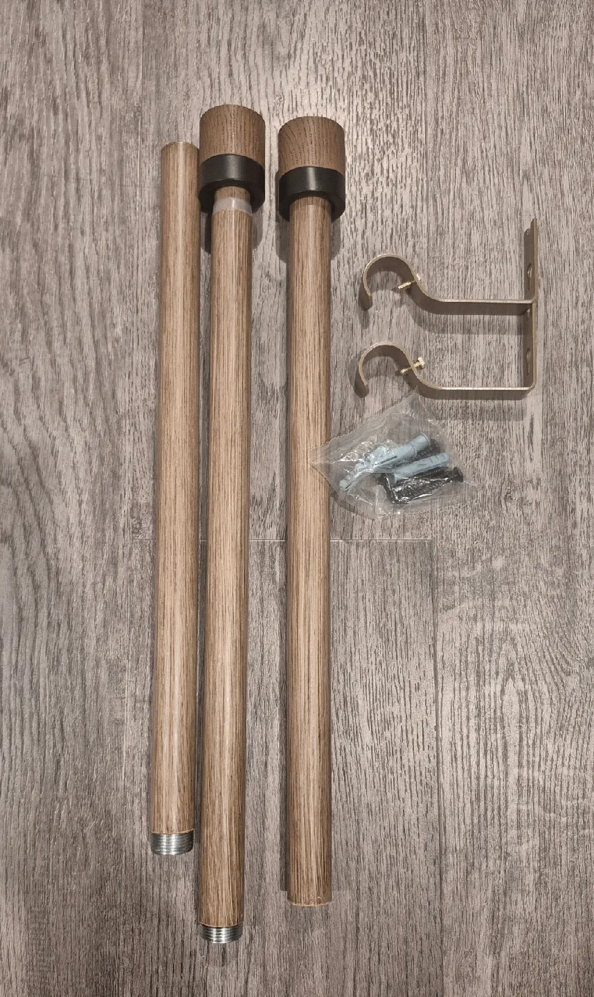 Adjustable Wood Grain Style Curtain Rod 18"-60" image indicator(2)