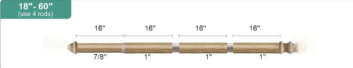Adjustable Wood Grain Style Curtain Rod 18"-60" image indicator(4)