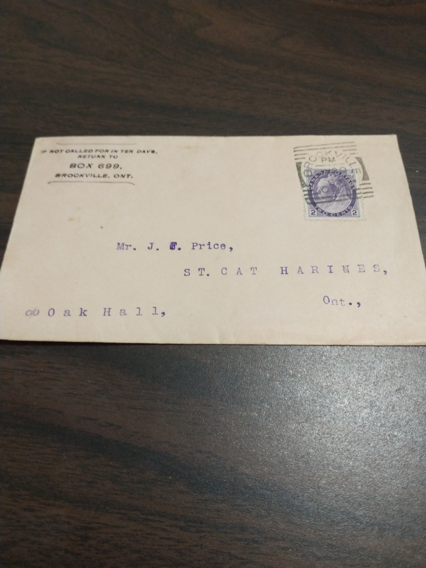 Beautiful 1899 Qn Victoria cover, Brockville to St. Catharins