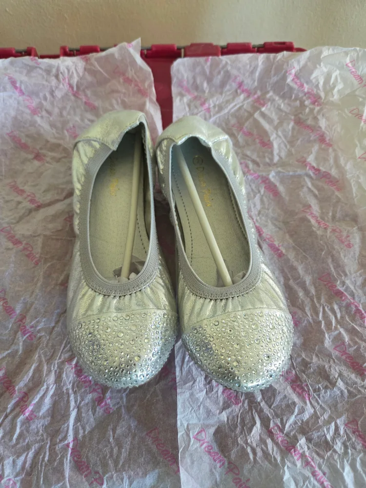 Dream Pairs Silver Ballet Flats - Size 2 thumbnail
