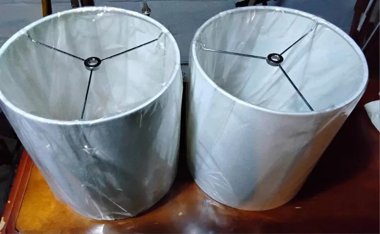 🎃🌟 Two White Drum Lamp Shades  🌟🎃 thumbnail