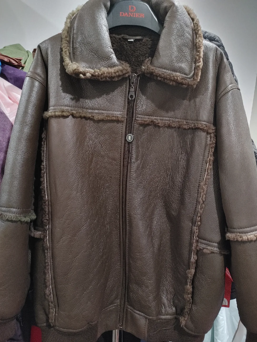💚GENUINE SHEARLING SHEEPSKIN LEATHER JACKET MENS L BRAND NEW thumbnail