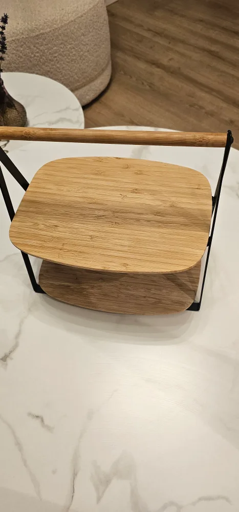 Bamboo & Metal 2-Tier Serving Stand image indicator(2)