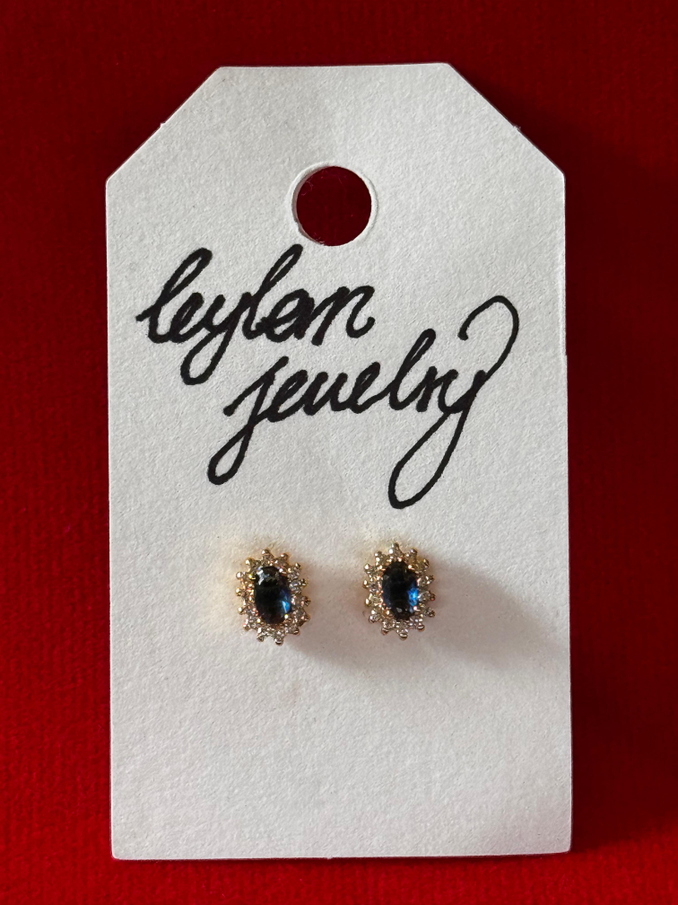 Oval Gemstone Gold Plated Stud Earrings - photo 5
