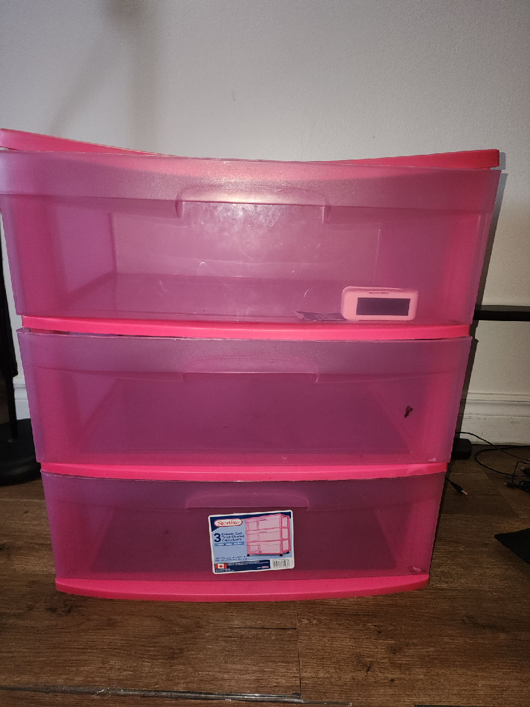 Sterilite 3 Drawer Wide Cart - Pink
