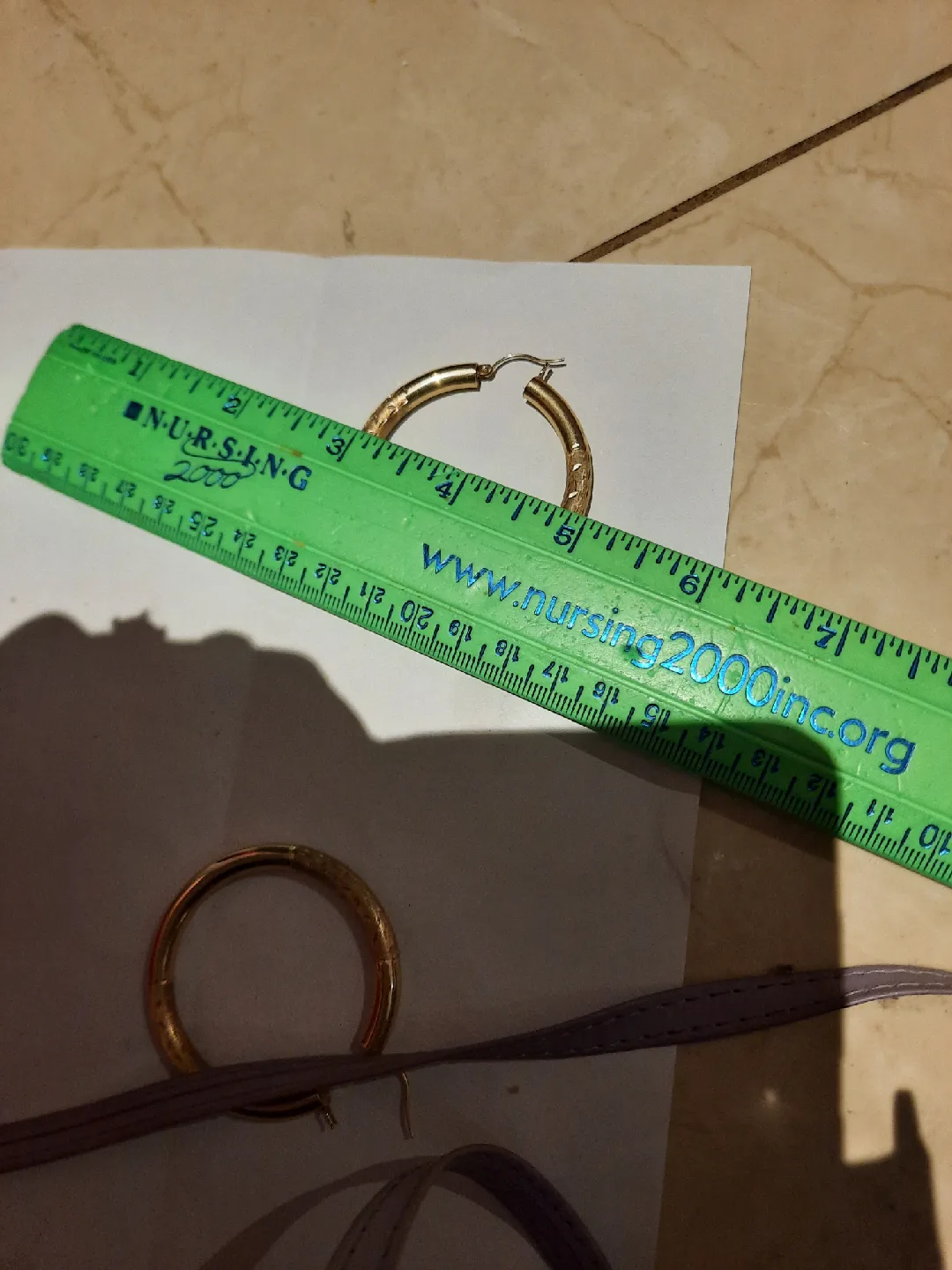 Authentic solid 14k yellow Gold LARGE Hoop Earrings - 2 inch image indicator(2)