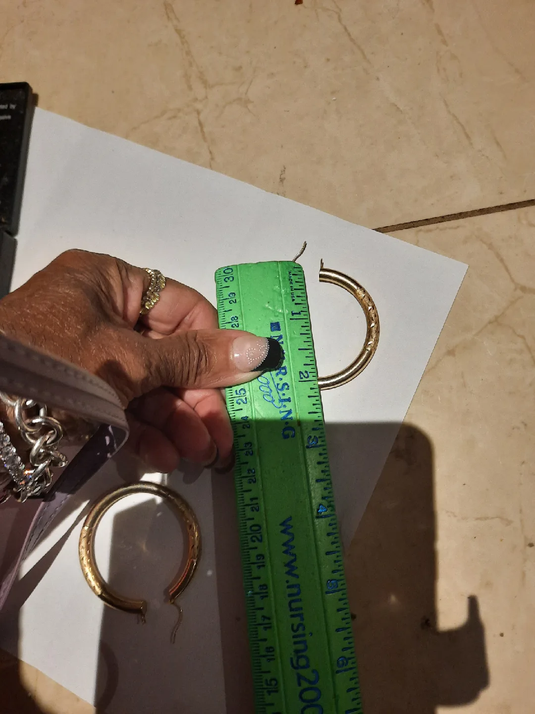 Authentic solid 14k yellow Gold LARGE Hoop Earrings - 2 inch image indicator(3)