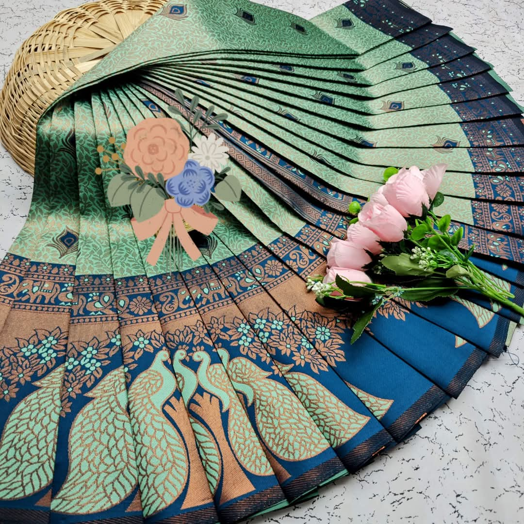 Sari with Peacock Design