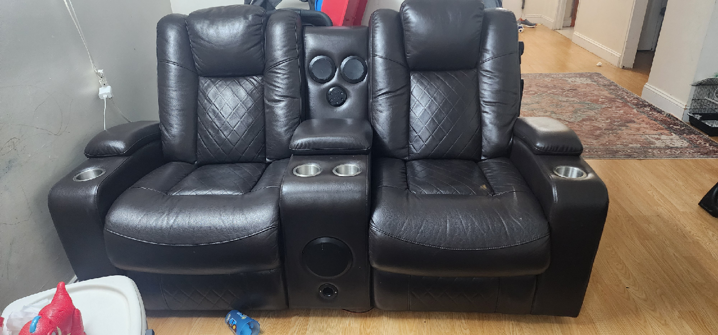 Brown Leather Home Theater Seating - photo 3