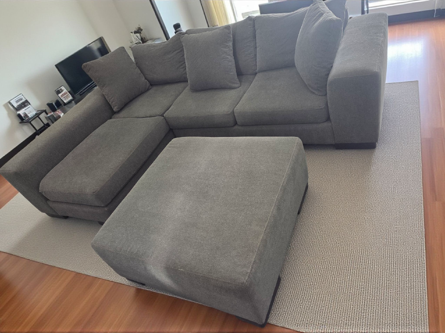 Van Gogh Grey Sectional Sofa with Ottoman