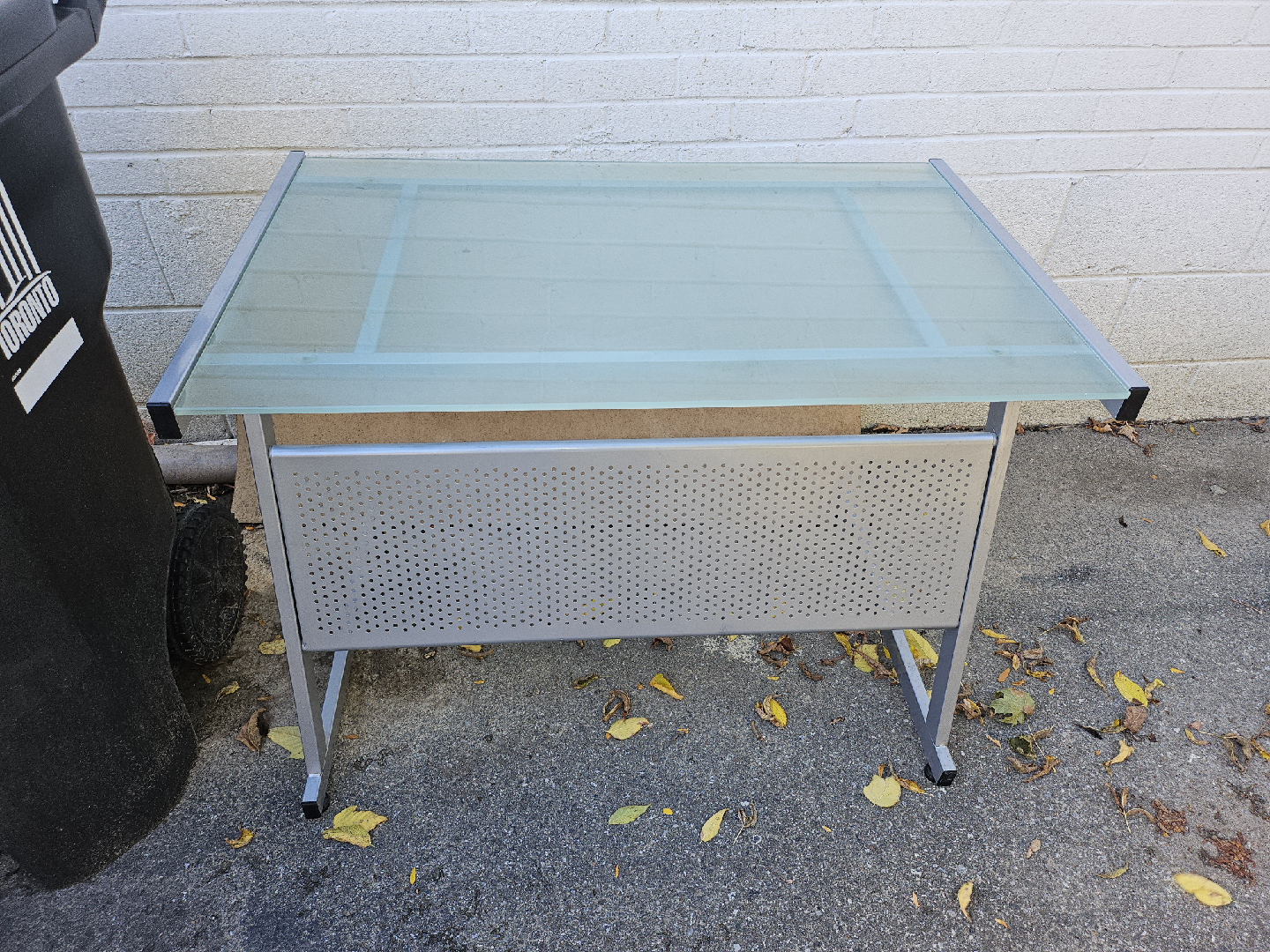 Glass Top Desk with Silver Frame