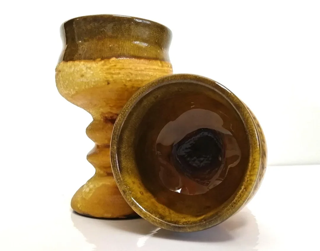 Laurentian Pottery Goblets ~ Pottery Wine Goblet Pair image indicator(4)