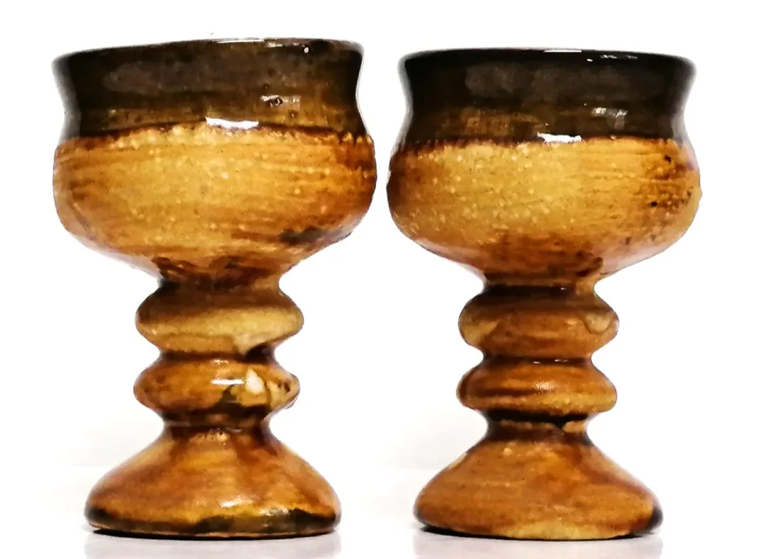 Laurentian Pottery Goblets ~ Pottery Wine Goblet Pair image indicator(5)