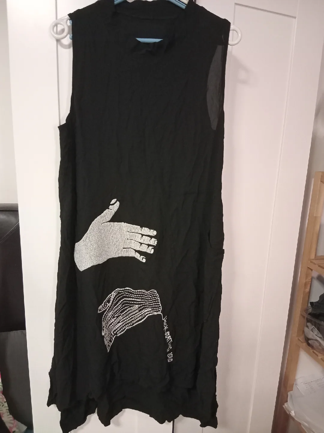 Black Sleeveless Dress with Hand Design thumbnail