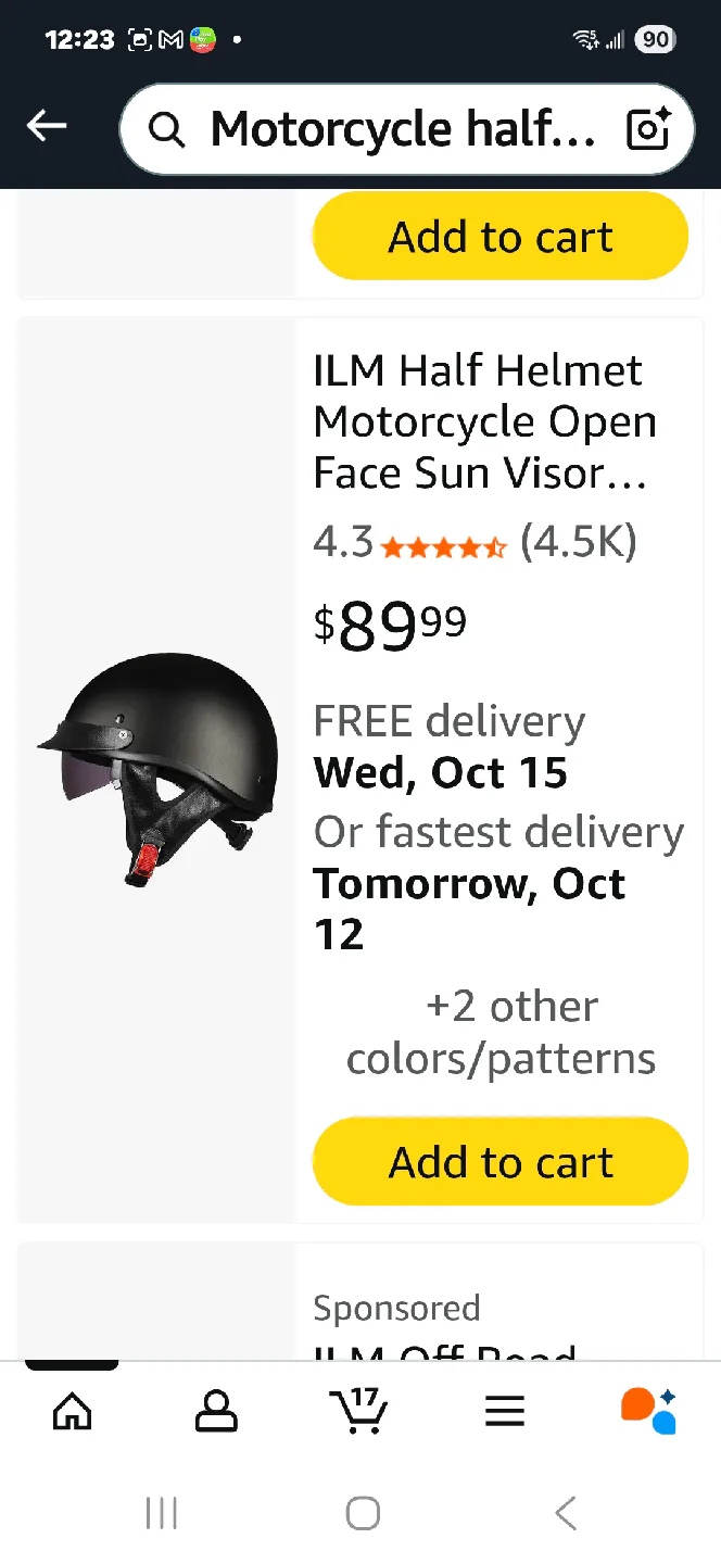 ILM Half Helmet Motorcycle Open Face XL thumbnail