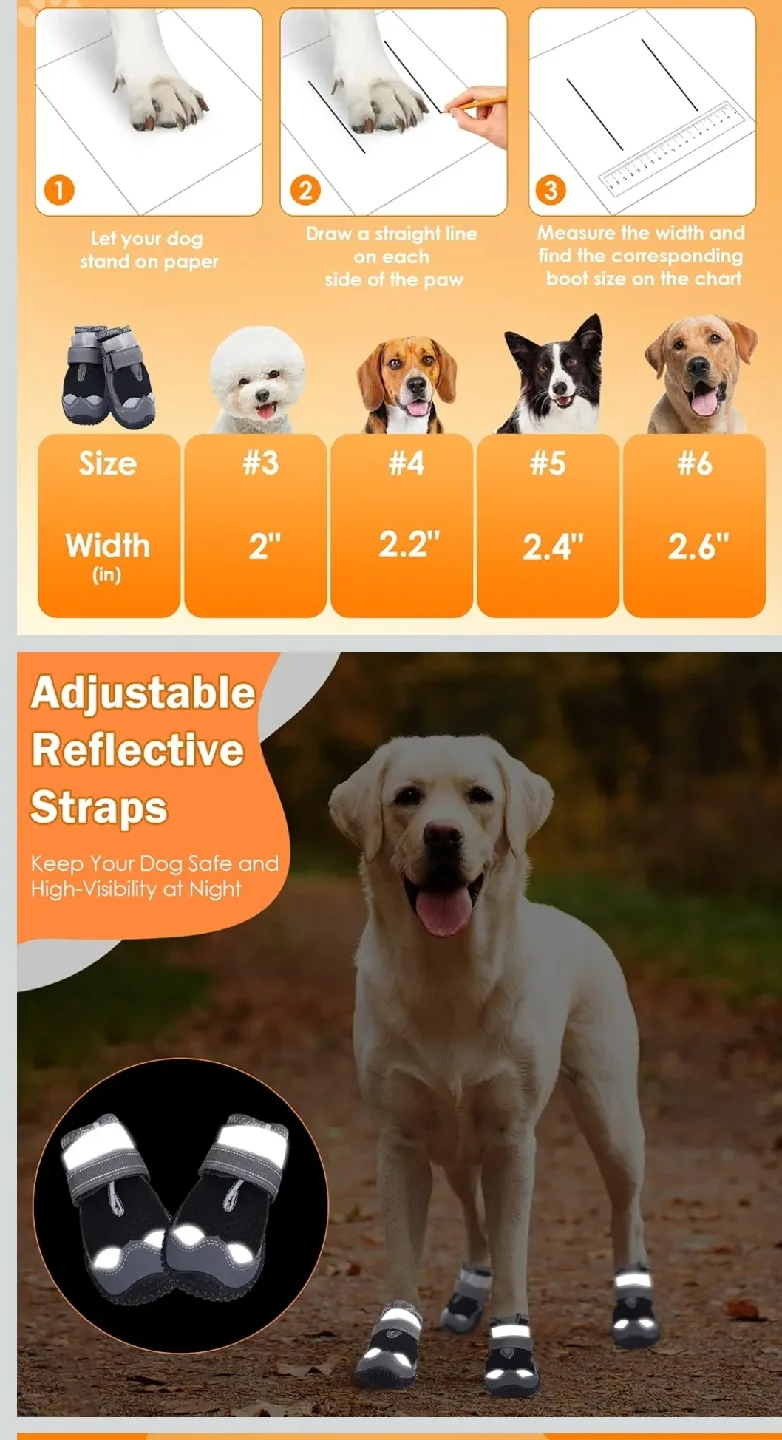 Dog Boots with Reflective Straps, Size 6 - New image indicator(2)