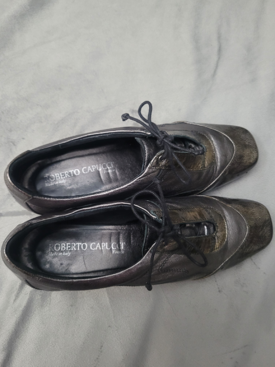 Roberto Capucci Metallic Grey Lace-up Shoes - Size 6.5🥕 - photo 2