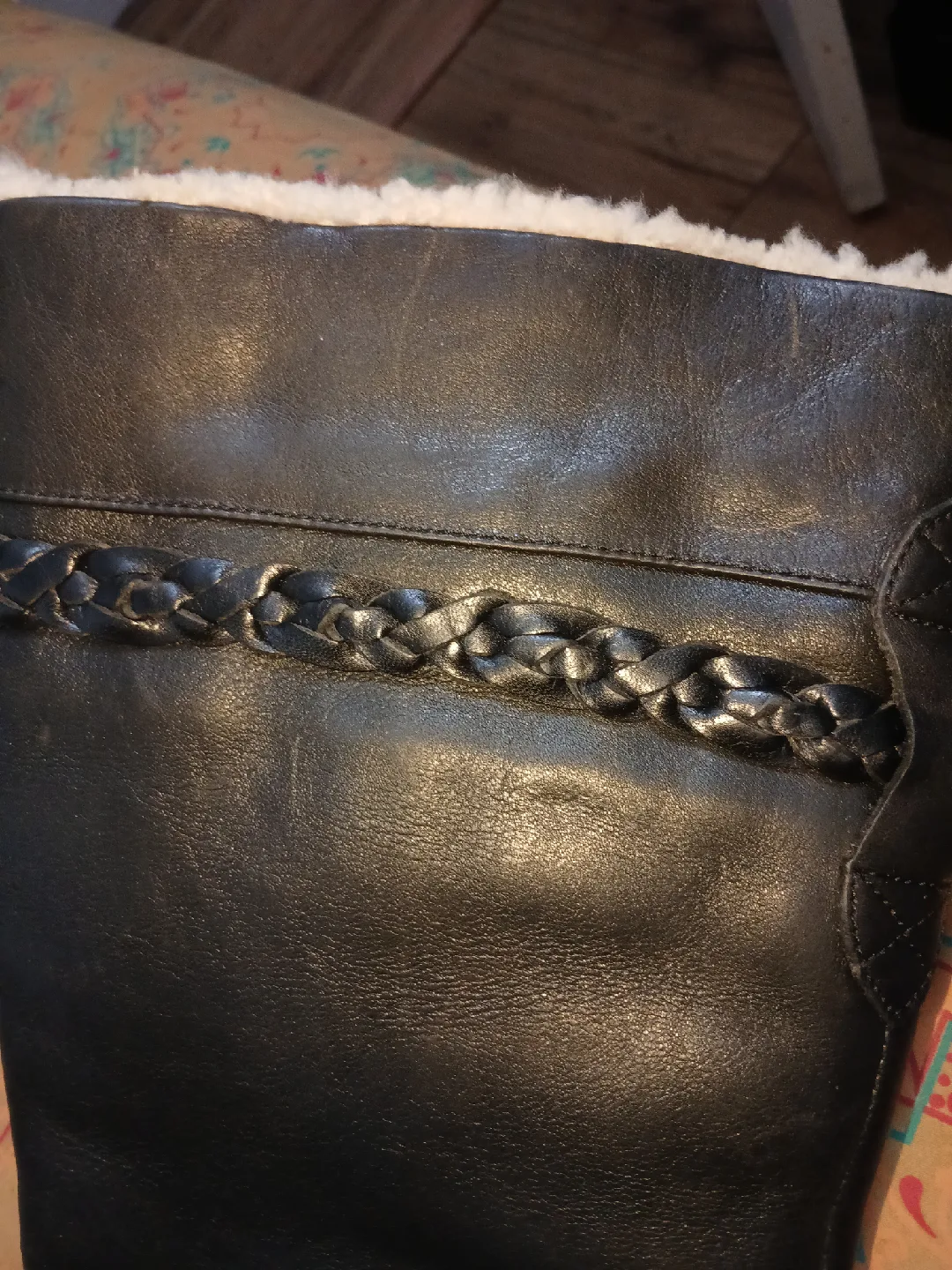 UGG Black Leather Knee High Boots, Size 5 image indicator(4)