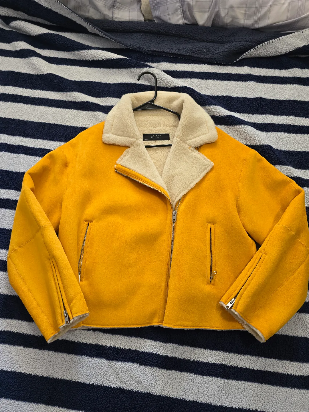 Zara Basic Yellow Faux Suede Jacket thumbnail