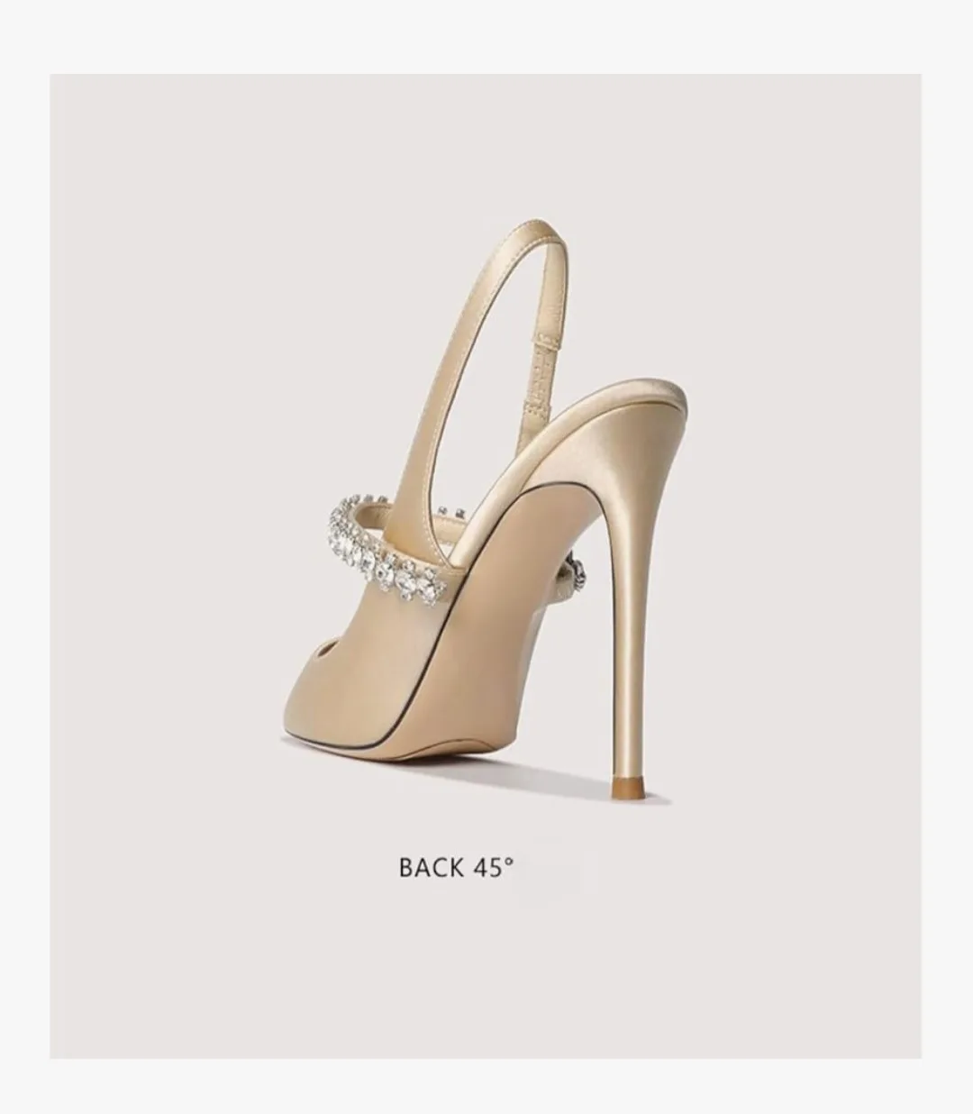 Champagne High Heel Slingbacks with Rhinestone Strap image indicator(3)
