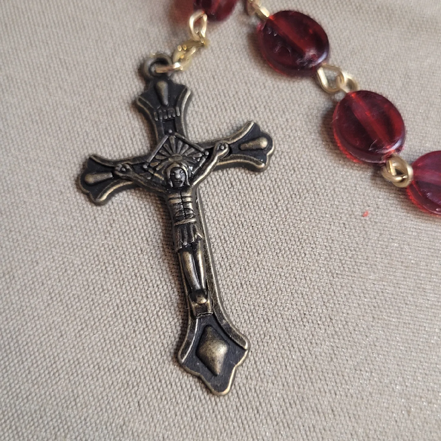 Beautiful Vintage Red Beaded  St Therese Prayer Rosary image indicator(2)