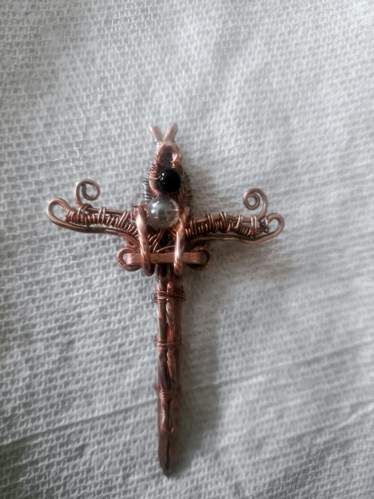 Handmade Copper Wire Wrapped Sword Pendant