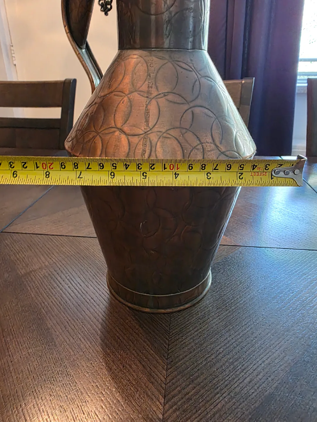 Large Antique Copper Jug image indicator(9)