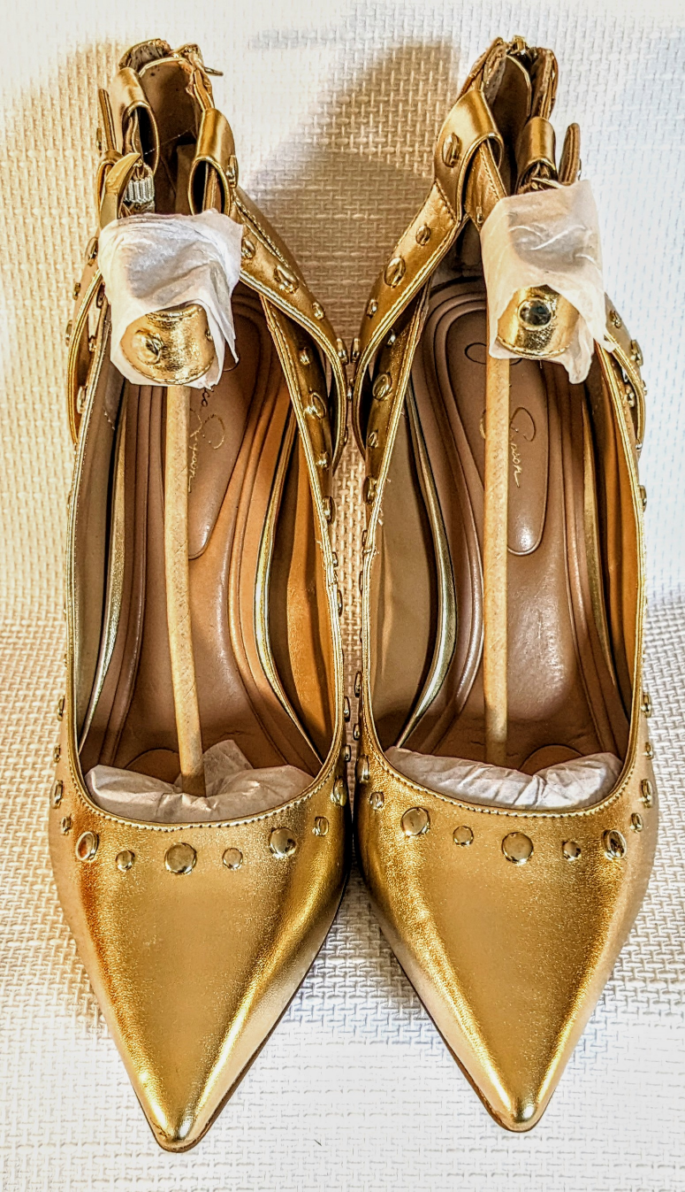 Jessica Simpson Ankle Strap Studded Stilettos