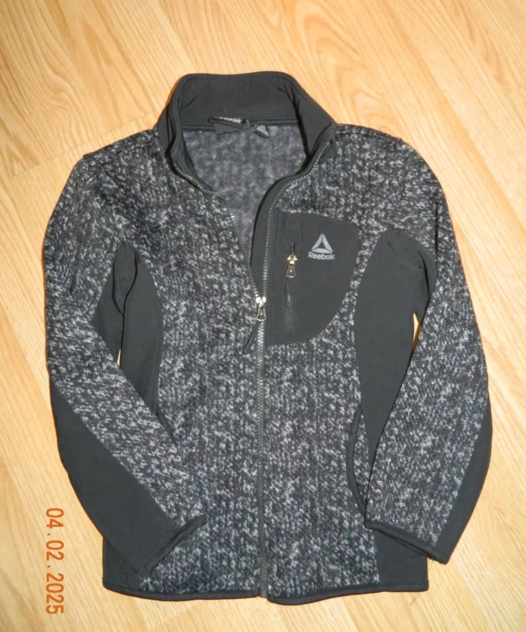 kids Reebok Full Zip Jacket - Grey & Black thumbnail