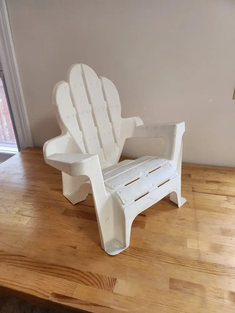 Kids White Plastic Adirondack Chair thumbnail