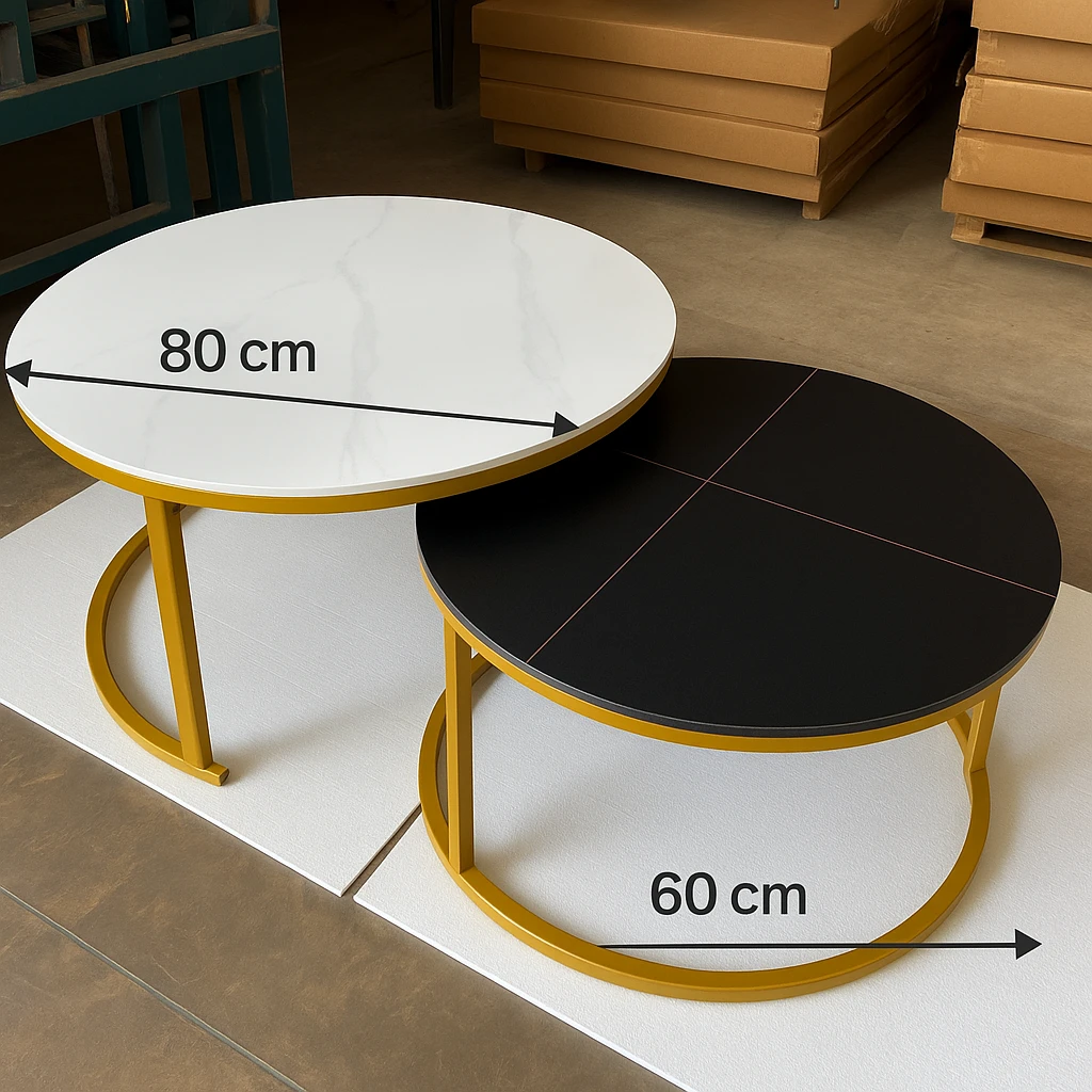 Nesting large marble Coffee Tables - Black & White