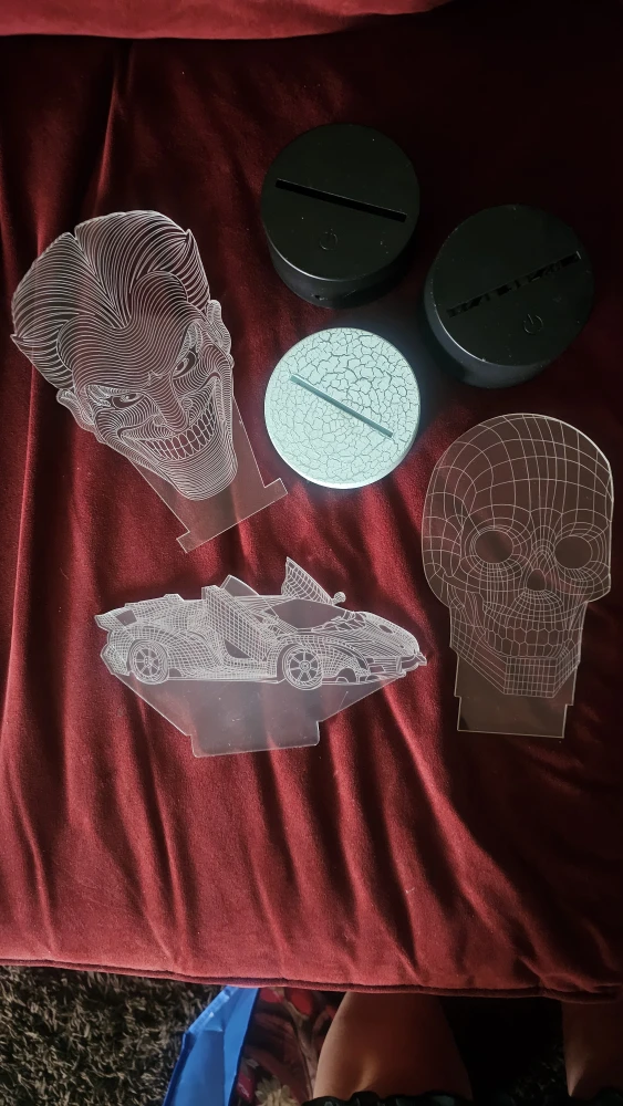 3D Illusion LED Lamp Set - Joker, Car, Skull