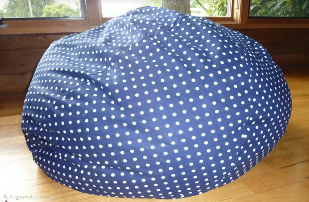 Bean Bag Chair - Navy with White Polka Dots with soft toys image indicator(3)