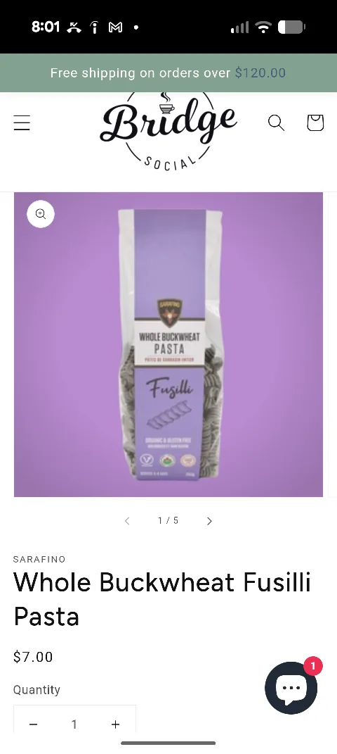 Sarafino Whole Buckwheat Pasta Fusilli image indicator(10)