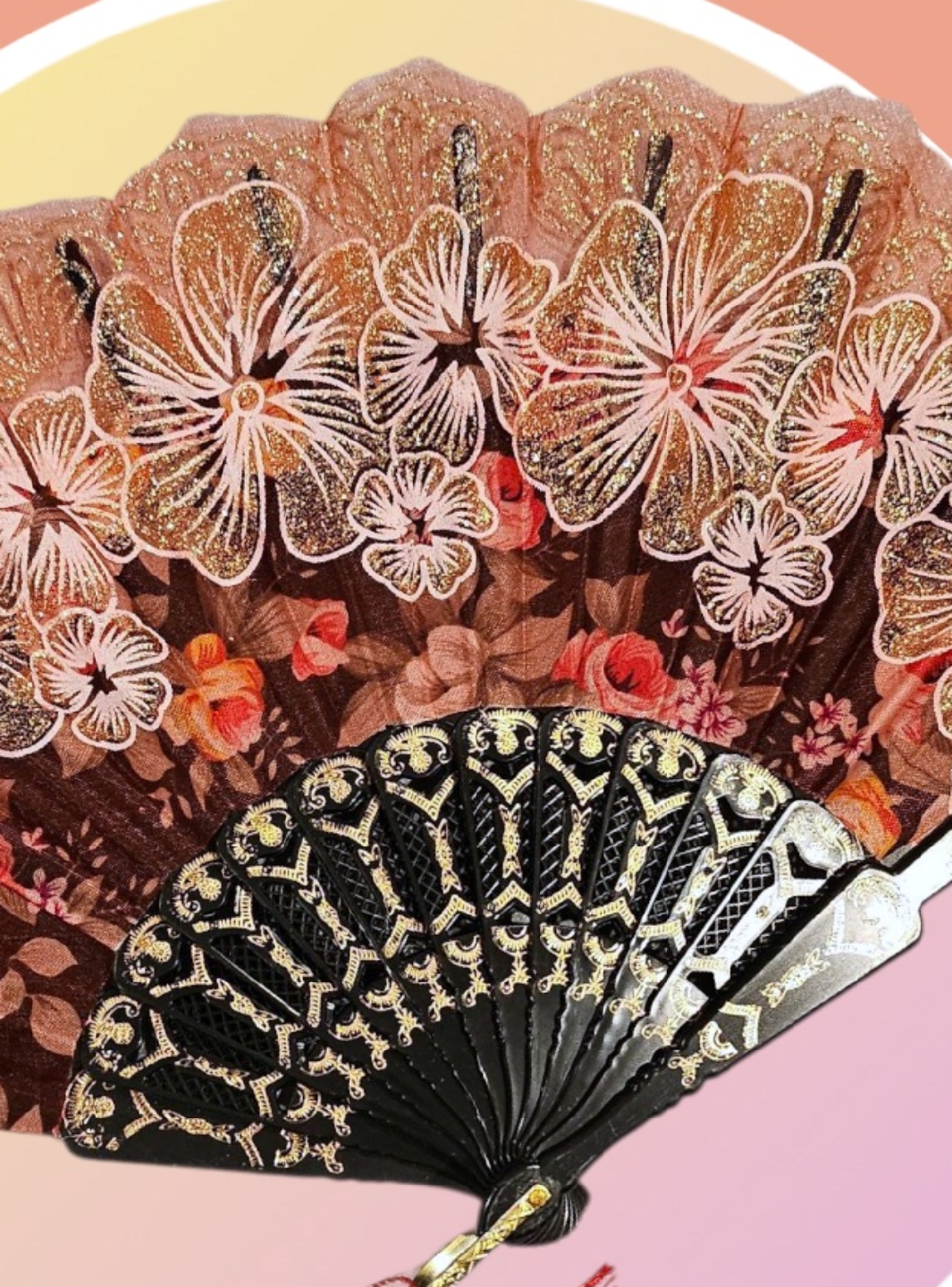 🤎 Foldable Cloth Fan with Tassel - photo 5