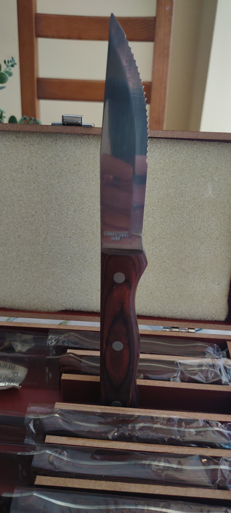Stainless Steel Knife Set with Wood Box - New (6) - photo 4